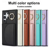 Недорогие Чехлы для Samsung-телефон Кейс для Назначение S24 S23 S22 S21 Ultra Plus S24 ФЭ S21 FE А55 А35 А25 А15 5Г A14 A54 A72 А73 А53 A52 Кейс на заднюю панель Кольца-держатели Разъем для карты Защита от удара Ретро
