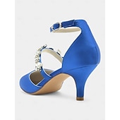 preiswerte Formell-Schwarze Satin-Pumps mit Strassverzierung für Damen – Fesselriemchen, spitze Zehenpartie, elegante Abend- und Hochzeitsschuhe