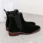 abordables Bottes de Chelsea-bottines chelsea en simili-suède pour homme – bottines décontractées à enfiler avec empiècements latéraux élastiques pour un usage quotidien, style vintage