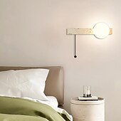 economico Luci da parete-wabi-sabi moderno giallo travertino applique da parete interruttore a catena stile retrò lampada da parete in vetro lampada da parete quadrata minimalista montaggio in superficie illuminazione da
