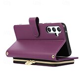cheap Samsung Cases-Phone Case For S24 Ultra S24 Plus S24 S24 FE S23 S22 S21 S20 Ultra Plus FE A55 A35 A25 A15 5G A54 A34 A14 A73 A53 A33 A23 A13 A72 A52 A32 A22 A12 A51 Flip Cover with Stand Holder Zipper with Wrist