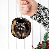 tanie Ozdoby-Ozdoba świąteczna w kształcie zwierzęcia, 2D akrylowa ozdoba choinkowa ze wzorem zwierzęcia, dekoracja leśna, sezonowa dekoracja choinki, sufitu, pamiątkowe prezenty świąteczne