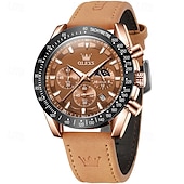 abordables Relojes de Cuarzo-Nuevo Olevs marca Olevs tendencia de moda reloj para hombres cronógrafo luminiscente calendario gran esfera reloj de cuarzo simple ocio deportivo impermeable