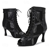 baratos Botas de dança-Mulheres Botas de Dança Profissional Botas sexy Moda Botas zíper Com Cadarço Adulto Preto