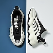 economico Sneakers da uomo-scarpe da ginnastica da uomo futuristiche con suola spessa in bianco e nero - scarpe sportive leggere e traspiranti per abbigliamento casual o da corsa