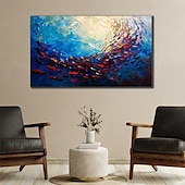 お買い得  抽象画-モダンな抽象的なカラフルな魚の壁アートキャンバス、手描きのカラフルな魚の油絵、キャンバスに描かれた手作りの海の動物のアートワーク、モダンなロールキャンバス（フレームなし）
