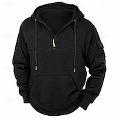 economico felpe con cappuccio da uomo di base-Per uomo Felpa con cappuccio Felpa con zip Felpa con cappuccio in pile Compatto Nero Blu marino Cachi Grigio chiaro Grigio scuro Con cappuccio mezza cerniera Liscio Tasche Ufficio Sportivo Informale