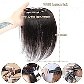 economico Pezzi di capelli umani e toupet-topper per capelli 9.8&quot; topper per capelli umani per donne topper per capelli color castano scuro per capelli diradati topper per capelli umani 100% veri per donne