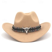 abordables Fedora Hat-Hombre Sombrero del Derby de Kentucky Sombrero para el sol Sombrero de vaquero Sombrero Fedora Trilby Negro Rojo Algodón / Mezcla de Poliéster Estilo retro Moda siglo 18 estado de texas Diario Fiesta