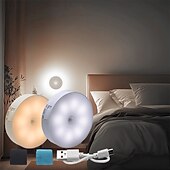 economico Luci del disco-Luce notturna con sensore di movimento a 8 LED, luce per mobiletto delle scale ricaricabile tramite USB, accensione/spegnimento automatico, ideale per cucina, camera da letto, armadio, scale e corridoio