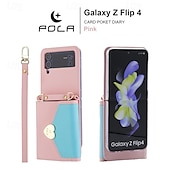 Недорогие Чехлы для Samsung-телефон Кейс для Назначение Z-флип 6 Z Flip 5 Z Flip 4 Z Flip 3 Кейс на заднюю панель со стендом с ремешком с ремешком на запястье Ретро ТПУ Кожа PU