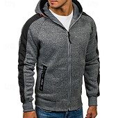 abordables sudaderas basicas hombre-Hombre Sudadera con capucha y cremallera completa Sudadera con cremallera Sudadera con capucha y cremallera Negro Gris Claro Gris Oscuro Con Capucha Bloque de color Cerrar Cremallera Bolsillo Deporte