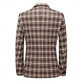 cheap Men&#039;s Classic Blazers-Men&#039;s Blazer Business Cocktail Party Wedding Party Fashion Casual Spring &amp;  Fall Polyester Plaid Button Pocket Comfortable Single Breasted Blazer Black khaki Gray