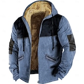 economico felpe in pile-Per uomo Felpa con cappuccio e zip Felpa con cappuccio a zip intera Sherpa peloso Giacca in pile Felpa con cappuccio in pile Blu Cachi Grigio Con cappuccio Liscio Zip Up Cerniera Tasche Sportivo
