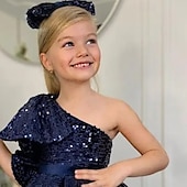 baratos Vestidos de Festa-Infantil Para Meninas Vestido de festa Côr Sólida Manga Longa Espetáculo Com Transparência Princesa Doce Com Transparência Longuette Vestido da bainha Vestido De Tule Verão Primavera Outono Crianças