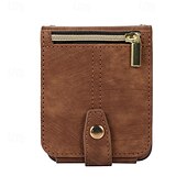 abordables Carcasas Samsung-teléfono Funda Para Z Flip 6 Z Flip 5 Z Flip 4 Z Flip 3 Gire la tapa con Soporte Cremallera con cordón Retro TPU Cuero de PU