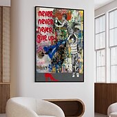 preiswerte Straßenkunst-Pop-Art-Ölgemälde, handgefertigt, abstraktes Graffiti-Kunst-Ölgemälde, handgemaltes Street-Art-Ölgemälde „Niemals aufgeben“, Gemälde, Wandkunst fürs Büro, Dekoration für Schlafzimmer, Wohnzimmer,