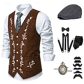 levne oblečení-Retro Řvoucí 20s 20. léta 20. století Úbory Vesta Sada příslušenství Gentleman Pánské předvečer Všech svatých Karneval Nový rok Večírek Plesová maškaráda Silvestr Dospělé Nákrčník Vesta Více doplňků