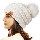 economico i migliori regali di natale-cappello regalo di natale berretto con pompon donna natale capodanno vigilia di natale caldo cappello invernale foderato in pile regalo per donna per sua moglie mamma