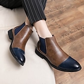 levne Boty Chelsea-pánské dvoubarevné chelsea boots z umělé kůže – stylové nazouvací kotníkové boty s čepicí a elastickými panely pro běžné i formální příležitosti