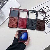 お買い得  サムスン用ケース-電話 ケース 用途 Zフリップ6 Z Flip 5 Z Flip 4 Z Flip 3 バックカバー 耐衝撃 レトロ風 TPU PUレザー