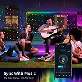 tanie Zasilane przez USB-20m 200 diod LED USB Bluetooth RGB łańcuch świetlny z punktem sterowania, zmieniający kolor łańcuch świąteczny dekoracja okna do samodzielnego montażu scena świąteczna i świąteczne oświetlenie