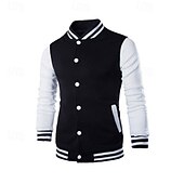 preiswerte Herrenjacken &amp; Herrenmäntel-Herren Leichte Jacke Sommerjacke Bomberjacke übergangsjacke Urlaub Alltagskleidung Warm Klassicher Stil Frühling &amp; Herbst Farbblock Komfort Freizeit Stehkragen Hellgrau Wein Schwarz Dunkelmarine Blau
