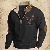 tanie Podstawowe bluzy-Męskie Bluza dresowa Bluza z zamkiem błyskawicznym Czarny Granatowy Khaki Jasnoszary Pół zamek Równina Święta Sport i turystyka Codzienny Święta Moda miejska Nowoczesne Zima Wiosna i jesień Odzież
