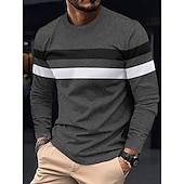 preiswerte Basic-T-Shirts-Herren T Shirt T-Shirt Langarmshirt Langarm Rundhalsausschnitt Frühling &amp; Herbst Einfach Mode Designer Basic Farbblock Urlaub Straße Ausgehen Wein Schwarz Weiß Top T-Shirt für Herren