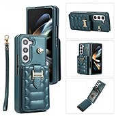 economico Cover Samsung-telefono Custodia Per Z Fold 5 Z Fold 4 Z Fold 3 Per retro con cordino con cinturino da polso Slot per schede Retrò TPU pelle sintetica