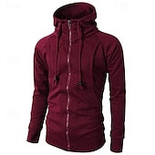 voordelige basic hoodies voor heren-Voor heren Hoodie met rits Hoodie met volledige rits Fleece hoodie Zwart Wijn Leger Groen Marineblauw Khaki Capuchon Effen Rits omhoog Zak Sport &amp; Outdoor Dagelijks Feestdagen Polyester Streetwear
