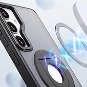 Недорогие Чехлы для Samsung-телефон Кейс для Назначение S25 Ультра Кейс на заднюю панель Магнитный Поддержка беспроводной зарядки Кольцо Пряжка Ретро ТПУ Акрил