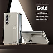 זול מארז סמסונג-טלפון מגן עבור קיפול Z 6 Z Fold 5 Z Fold 4 Z Fold 3 כיסוי אחורי עם מעמד עמיד בזעזועים רטרו PC מתכת