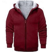 economico felpe in pile-Per uomo Felpa con cappuccio Felpa con cappuccio a zip intera Felpa con cappuccio in pile Rosso bordeaux Nero Rosso Blu marino Grigio chiaro Con cappuccio Liscio Sportivo Giornaliero Per eventi