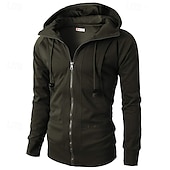 voordelige basic hoodies voor heren-Voor heren Hoodie met rits Hoodie met volledige rits Fleece hoodie Zwart Wijn Leger Groen Marineblauw Khaki Capuchon Effen Rits omhoog Zak Sport &amp; Outdoor Dagelijks Feestdagen Polyester Streetwear