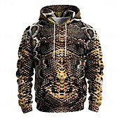 baratos moletons 3d masculinos-Homens Gráfico Serpentina Moletons Moletom Manga Longa Moletom com capuz Com Capuz Férias Impressão 3D Férias Esportes Para Noite Marron Estampado Inverno Primavera &amp; Outono Designer