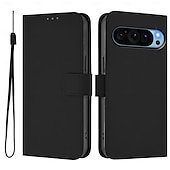 זול תיק טלפון אחר-טלפון מגן עבור Pixel 9 Pro Pixel 9 Pro XL Pixel 8 Pro Pixel 8 פיקסל 9 Pixel 7 Pixel 7 Pro Pixel 6 Pixel 6 Pro כיסוי הפוך עם מעמד עם רצועת יד חריץ לכרטיס רטרו TPU עור PU