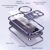 Недорогие Чехлы для iPhone-телефон Кейс для Назначение iPhone 16 Про Макс Плюс айфон 16 плюс Айфон 15 Про Макс Плюс iPhone 14 Pro Max iPhone 13 Pro Max Магнитный адсорбционный футляр С Магсейф со стендом Прозрачный Магнитный