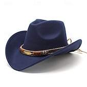 abordables Chapeau Fedora-Homme Chapeau du Kentucky Derby Chapeau de Soleil Chapeau de Cowboy Chapeau Fedora Trilby Noir Rouge Laineux Le style rétro Mode 18ème Siècle État du Texas Quotidien Le thème de la fête Couleur Unie