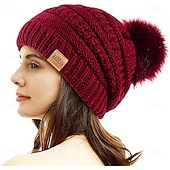 economico i migliori regali di natale-cappello regalo di natale berretto con pompon donna natale capodanno vigilia di natale caldo cappello invernale foderato in pile regalo per donna per sua moglie mamma