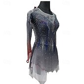 cheap Figure Skating Dresses-Figure skating costumes for adults and children black custom spandex mesh grading performance costumes competition training rhinestone shaped women&#039;s skirts performance costumes
