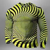 cheap 3D T shirts-Men&#039;s Optical Illusion T Shirt Long Sleeve T shirt 3D Print Crew Neck Shirt Daily Designer Street Casual Yellow Pink Blue Summer Spring Fall Clothing Apparel S M L XL XXL XXXL