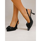 economico Semi-formale-scarpe col tacco a spillo in velluto blu da donna con cinturino posteriore e fiocco – eleganti tacchi alti per eventi formali e feste