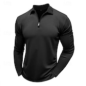 cheap Men&#039;s Classic Polo-Men&#039;s Quarter Zip Polo Golf Shirt Vacation Casual Daily Quarter Zip Long Sleeve Fashion Basic Color Block Front Zipper Spring &amp;  Fall Regular Fit Black White Burgundy Navy Blue Khaki Army Green