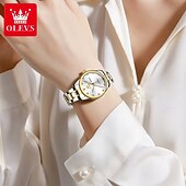 cheap Quartz Watches-OLEVS 3612 Original Elegant Quartz Ladies Watch Week Calendar Display Dress Watch For Women Waterproof Stainless Steel Clock