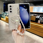 お買い得  サムスン用ケース-電話 ケース 用途 Zフォールド6 Z Fold 5 Z Fold 4 Z Fold 3 バックカバー リストストラップ付き 耐衝撃 レトロ風 PC