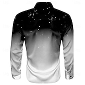 voordelige Kerstboomoutfit-Kerstmis Voor heren Ster Overhemd Overhemd met knopen Lange mouw Casual Mode-casual Vakantie Feestavondkleding Dagelijks gebruik Zomer Lente Herfst Overhemden met kraag 3D-afdrukken Zwart Grijs Paars