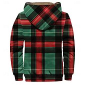 baratos moletons 3d masculinos-Homens Xadrez Tosão Moletom Moletons Moletom Manga Longa Moletom com capuz Com Capuz Diário Impressão 3D Férias Streetwear Vermelho Com Cordão Outono Inverno Designer