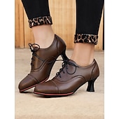 cheap 1950s-Women&#039;s Vintage Oxford Lace-Up Shoes - Retro Style Kitten Heel Brogue Design, Perfect for Office Wear and Classic Outfits
