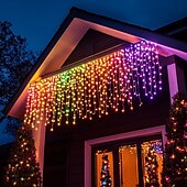billige Solstrengelys-led istapper lys 3/5m 256led fe string lys utendørs solenergi gardin lys for vindu julefest hage hage hage ferie dekor belysning med fjernkontroll